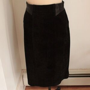1980’s Danier Black Suede and Leather Skirt